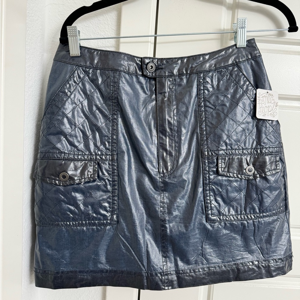 Blue Leather Skirt